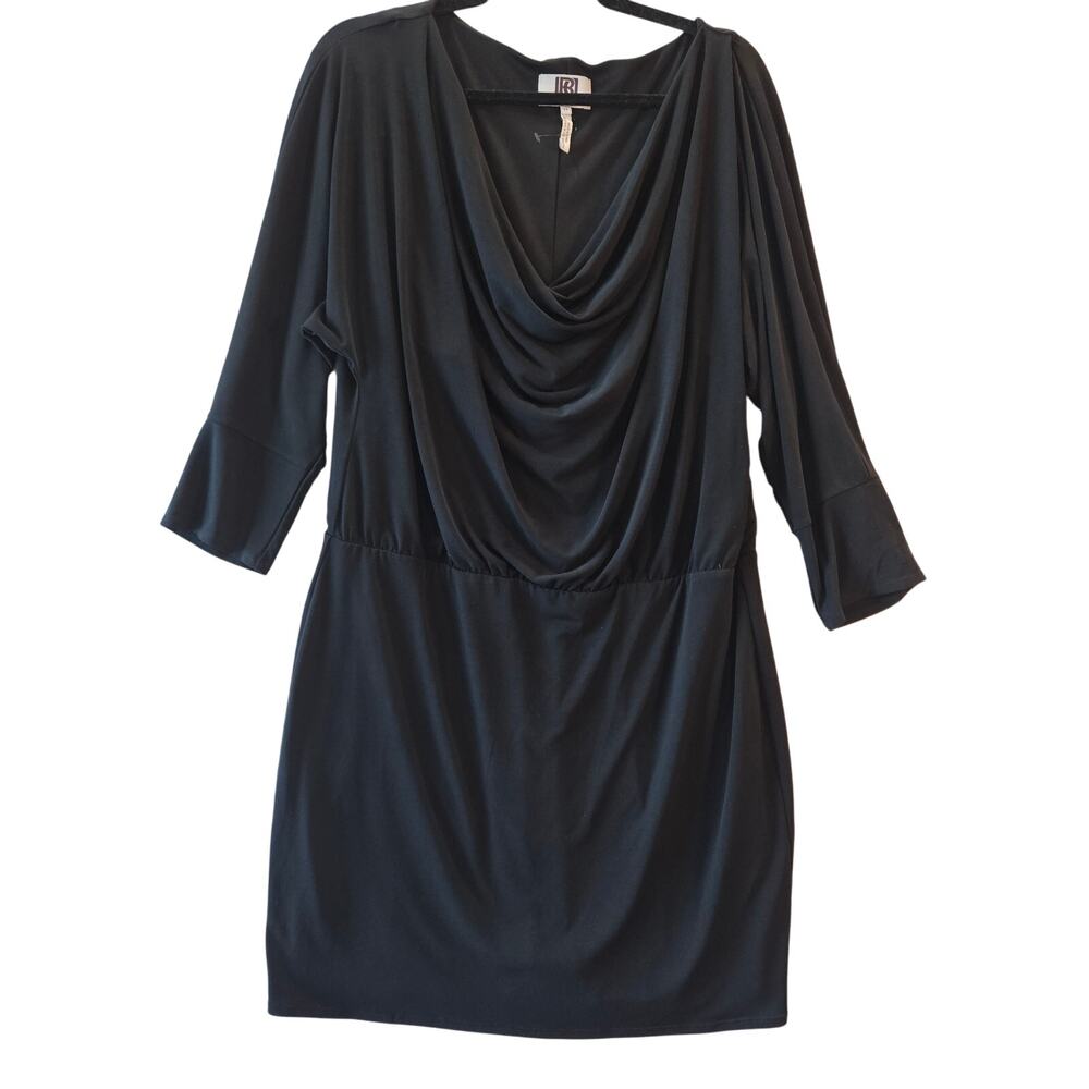Laundry by Design Black Drape Neck Long Sleeve Dress Size 12 NWT Whimsygoth Chic